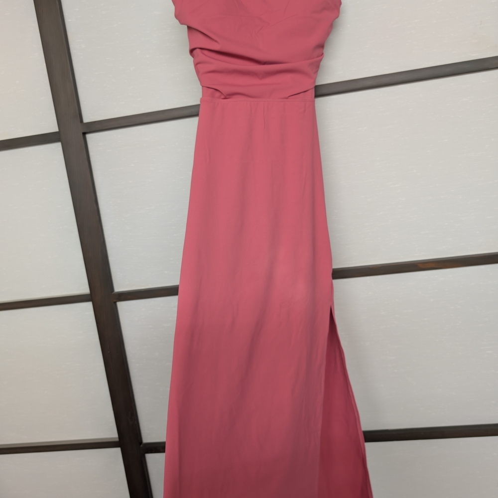 Halara Ruched Bodycon Dress Medium Split Back Lace-Up Vacation Worn - Picture 2 of 6
